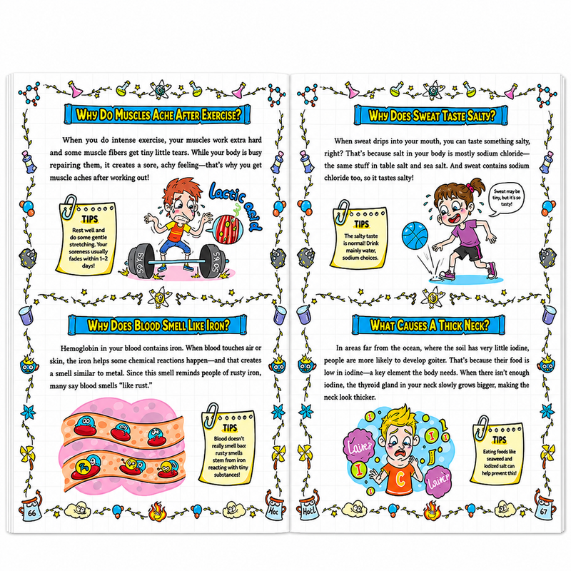 The Wacky Chemistry Lab: Chemistry Comics for Kids — inside spread: the chemistry of your body